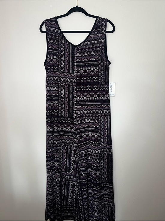 LuLaRoe Pants - LuLaRoe Black & Purple Patterned Sleeveless Maxi Jumpsuit